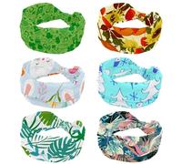 Confezione da 6 fasce per capelli con zucca Happy Thanksgiving per donne e ragazze, fascia larga annodata a turbante incrociato, fascia per capelli antiscivolo, per yoga, allenamento, corsa