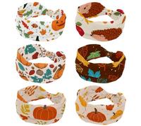 Confezione da 6 fasce per capelli da donna, morbide fasce elastiche per capelli da yoga, fascia larga elastica per capelli ricci del Ringraziamento traspiranti per corsa, sport, allenamento e viaggi