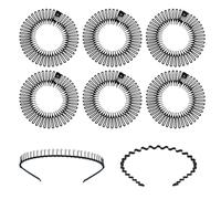 Confezione da 6 Fasce per Capelli Elastiche con Pettine da Donna - 2 Fasce, Zigzag, Pettini Rotondi in Resina