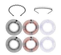Confezione da 6 fasce per capelli elastiche con pettine da donna con 2 fasce per capelli, fasce per capelli a zigzag, pettini elastici per capelli rotondi in resina, fasce per capelli con pettine