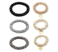 Confezione Da 6 Fasce Per Capelli In Cristallo, Elastici Per Capelli Con Perle Finte, Fasce Elastiche Per Coda Di Cavallo, Accessori Per Capelli In Cristallo Alla Moda