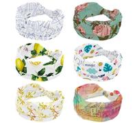 Confezione da 6 fasce per capelli larghe per donne e ragazze, stile vintage, con bellissime rose annodate e crociate, fascia per capelli antiscivolo, per yoga, allenamento, corsa