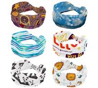 Confezione da 6 fasce per capelli natalizie con fiocco di neve e stelle, per donne, antiscivolo, turbante, elastiche, larghe, per yoga, sudore, sport, allenamento