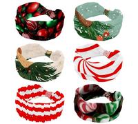 Confezione da 6 fasce per capelli per donne e ragazze, simpatiche e divertenti bradipo sull'albero di Natale, fasce per capelli intrecciate, fascia larga per capelli, accessori per capelli