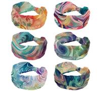 Confezione da 6 fasce per capelli per ragazze e donne con croce intrecciata, ampia fascia per capelli astratta che scorre enigmatica trama turbante morbida fascia elastica per yoga allenamento
