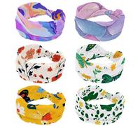 Confezione da 6 fasce per capelli per ragazze e donne, con incrocio e incrocio, larga, a forma di sirena, morbida fascia elastica per yoga, allenamento