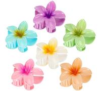 Confezione da 6 fermagli per capelli a forma di fiore da donna, in stile hawaiano, plumeria, con fiori di ibisco, accessori per capelli spessi, regali per donne e ragazze