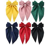 Confezione da 6 fermagli per capelli grandi in raso con fiocco gigante grandi e grandi fermagli per capelli francesi con nastro lungo e setoso, per chignon per coda di cavallo, accessori per donne e ragazze