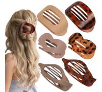Confezione da 6 fermagli per capelli piatti da donna, 3 stili, ergonomici, curvi, per capelli spessi e sottili, tenuta forte, non scivolano, clip opache, per tutte le strutture dei capelli (leopardo)