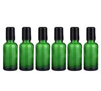Confezione da 6 flaconi da 30 ml vuoti, in vetro verde, per oli essenziali, con palline in metallo e tappo nero, per aromaterapia, profumi, balsami per labbra, contenitori per barattoli