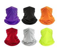 Confezione da 6 ghette per il collo a bandana: maschera rinfrescante per il viso, sciarpa per il collo, Multicolore Bright 6, taglia unica