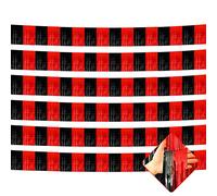 Confezione da 6 ghirlande metalliche con frange in lamina da 10 piedi per sfilate, addio al nubilato, casinò Viva Las Vegas, giochi notturni e feste di compleanno (nero rosso)