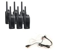 Confezione da 6 Kenwood TK-3501 + 6 auricolari PTT bodyguard 6 walkie-talkie PMR446 compatti e facili da usare + 6 cuffie PTT da guardia del corpo