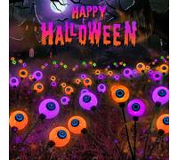 Confezione da 6 luci solari viola e arancioni a bulbo oculare per Halloween, luci solari da giardino impermeabili per esterni, luci a mosca che ondeggiano dal vento, luci per vialetti, cortili