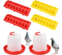 Confezione da 6 mangiatoie per pulcini, kit per abbeveratoio per uccelli piccoli per pollame, con coperchio ribaltabile, per piccioni, polli, piccoli pollame