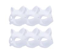 Confezione da 6 maschere di carta bianca a forma di gatto volpe, per fai da te, maschere bianche per graffiti, dipinte a mano, adatte per cosplay, feste in maschera, maschere di Halloween