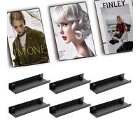 Confezione da 6 mensole galleggianti per dischi in vinile, 12 cm, in lega di alluminio nero, supporto da parete per album, LP, foto, CD, libri fotografici, in casa e ufficio, 12 x 9,6 x 3,2 cm