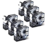 Confezione da 6 nastri adesivi compatibili con Dymo D1 45800 nero su trasparente per 350 450