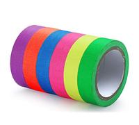 Confezione da 6 nastri al neon super luminosi luminosi luminosi UV Blacklight Tape 15 mm x 5 m Caratteristiche Glow in The Dark Tape colorato fluorescente Gaffer panno per feste al neon