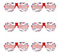 Confezione da 6 occhiali da sole Union Jack, tonalità rosso, bianco e blu, per adulti, unisex, Gran Bretagna, Commonwealth Street Party