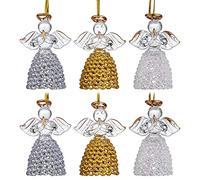 Confezione da 6 ornamenti in vetro a forma di angelo, per albero di Natale | Mini angelo custode da appendere, 6,1 cm, per decorazioni natalizie