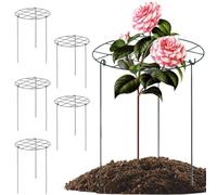 Confezione da 6 pali di supporto per piante in metallo resistente per peonie 12 x 16 gabbie da giardino per interni ed esterni, supporto per piante peonie per una crescita forte