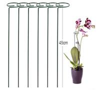 Confezione da 6 pali in metallo con clip per sostenere piante rampicanti, forniscono stabilità per amarillidi, orchidee, pomodori e altre varietà da giardino (45 cm)