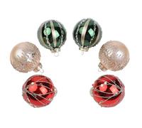 Confezione da 6 palline per albero di Natale, 8 cm, in plastica, con corde per appenderle, decorazioni per albero di Natale, per casa, matrimoni, feste (stili assortiti)