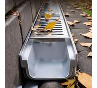 Confezione Da 6 Pezzi Canale In Plastica A Forma Di U Con Griglie In Acciaio Inossidabile 304,Drenaggio Rettangolare Passabile,Fognatura Per Il Drenaggio Dell'acqua(60x10x10cm/24x4x4in)