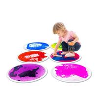 Confezione da 6 Piastrelle Sensoriali Liquide Colorate per Pavimento - Tappetini da Danza Sensoriale Rotondi a Fusione Liquida per Bambini e Piccoli(20 * 20in)