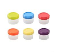 Confezione da 6 piccoli contenitori per salse con coperchio, in plastica, riutilizzabili, a prova di perdite, lavabili in lavastoviglie e adatti al microonde, per viaggi, scuola o pranzi in ufficio