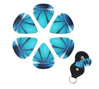 Confezione da 6 plettri blu per chitarra in celluloide di spessore diverso, con supporto per plettro, per chitarra acustica, chitarra elettrica, basso, ukulele