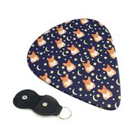 Confezione da 6 plettri divertenti con simpatico cane Corgi, luna e stelle, accessori per basso, chitarra acustica elettrica, ukulele, plettri pesanti con borsa organizer
