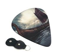 Confezione da 6 plettri per chitarra, 3 diversi spessori, per chitarra Vikings, barca, con custodia organizer per chitarra elettrica, plettri per chitarre acustiche e bassi (0,46 mm, 0,71 mm, 0,96 mm)