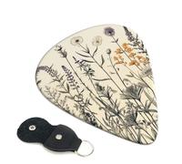 Confezione da 6 plettri per chitarra, 3 diversi spessori, per erbe floreali, botaniche, incisioni, con custodia, per chitarre elettriche, plettri per chitarre acustiche e bassi
