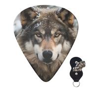 Confezione da 6 plettri per chitarra 3 diversi spessori personalizzati Lmage of Wolf In The Snow Plettri per chitarra elettrica e basso, 4 pezzi da 0,46 mm, 4 pezzi da 0,71 mm, 4 pezzi da 0,96 mm