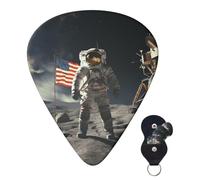 Confezione da 6 plettri per chitarra 3 diversi spessori personalizzati per chitarra astronauta Landing On The Moon plettri per chitarra elettrica e basso, 4 pezzi 0,46 mm, 4 pezzi 0,71 mm, 4 pezzi