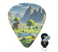 Confezione da 6 plettri per chitarra 3 diversi spessori personalizzati per chitarra con paesaggio dei cartoni animati, plettri per chitarra elettrica e basso, 4 pezzi da 0,46 mm, 4 pezzi da 0,71 mm, 4