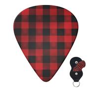 Confezione da 6 plettri per chitarra 3 diversi spessori personalizzati per chitarra rossa nera Buffalo Check Plaid Pattern_78177534 Plettri per chitarra elettrica e basso, 4 pezzi 0,46 mm, 4 pezzi