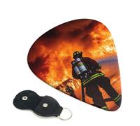 Confezione da 6 plettri per chitarra, 3 diversi spessori, vigili del fuoco, fiamme, con custodia, per chitarre elettriche, plettri per chitarre acustiche e bassi (0,46 mm, 0,71 mm, 0,96 mm)