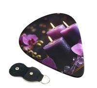 Confezione da 6 plettri per chitarra, 3 diversi spessori viola, fiori e candele, con custodia organizer, plettri per chitarra elettrica, plettri per chitarre acustiche e bassi (0,46 mm, 0,71 mm, 0,96