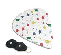 Confezione da 6 plettri per chitarra a forma di cappello da laurea, accessori per basso, chitarra acustica elettrica, ukulele, plettri sottili con borsa organizer