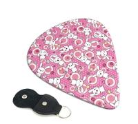 Confezione da 6 plettri per chitarra a forma di coniglio, colore rosa, 0,46, 0,71, 0,93 mm, con fantastici plettri per chitarra elettrica, sottili, medi, pesanti, per chitarra acustica, basso, ukulele