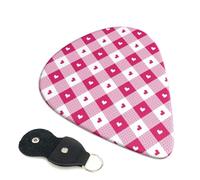 Confezione da 6 plettri per chitarra a forma di cuore a quadri, colore rosa acceso, 0,46 mm, 0,71 mm, 0,93 mm, con fantastici plettri per chitarra elettrica, sottili, medi, pesanti, per chitarra