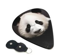 Confezione da 6 plettri per chitarra a forma di panda bianco e nero, con porta plettro in pelle, portachiavi, custodia per plettri, arte astratta, per chitarra acustica elettrica, ukulele, 0,96 mm