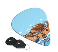 Confezione da 6 plettri per chitarra a tema animali sull'Arca di Noè, accessori per basso, chitarra acustica elettrica, ukulele, plettri medi con borsa organizer