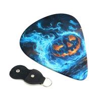 Confezione da 6 plettri per chitarra a tema Halloween Pumpkin Ghost Blue Flame - 0,46 0,71 0,93 mm, include fantastici plettri per chitarra elettrica, sottile, medio pesante, per chitarra acustica