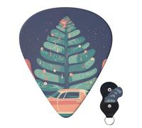 Confezione da 6 plettri per chitarra acustica con custodia organizer, 3 diversi spessori, "C'è un'auto sotto l'albero"