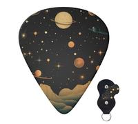 Confezione da 6 plettri per chitarra acustica con custodia organizer, 3 diversi spessori, cielo notturno sopra le nuvole