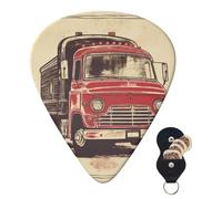 Confezione da 6 plettri per chitarra acustica con custodia organizer, 3 diversi spessori, disegno di camion vintage